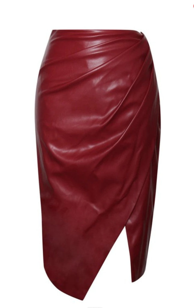Maeve Anthropologie Faux Patent Leather Skirt Burgundy Wine | eBay